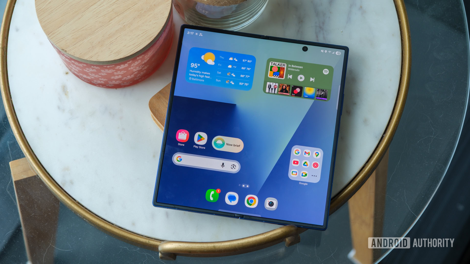 samsung galaxy z fold 7 open on table samsung galaxy z fold 7 open on table